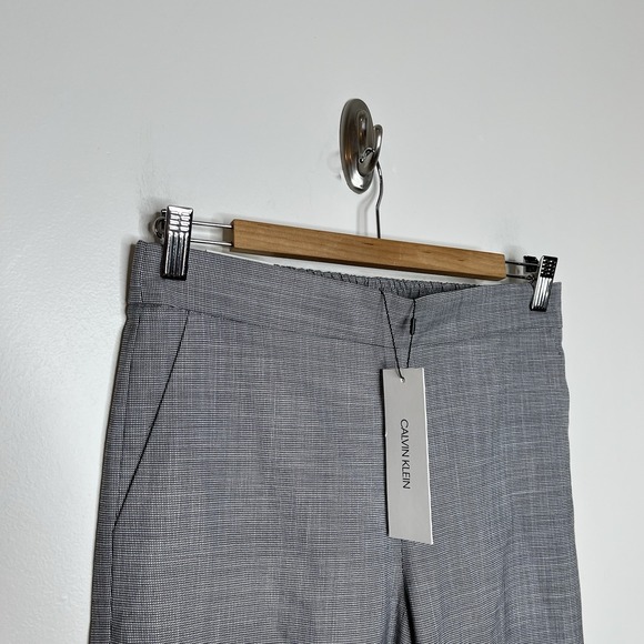 Calvin Klein Straight Leg Dress Pants Black White Womens Size 4 Elastic Waist - Picture 2 of 7